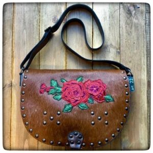 Besace Cuir Charlo Flora Red